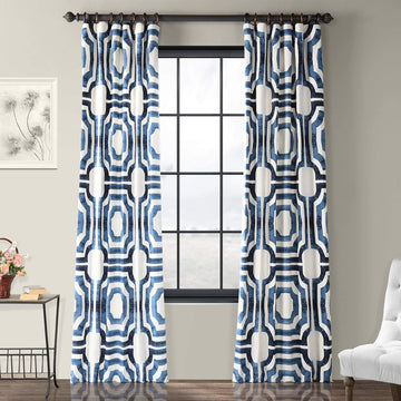 Geometric Printed Curtains 96 Inches Long Luxury Cotton Curtains (1 Panel) Room Darkening Window Curtains, 50W x