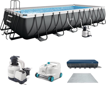 Ultra XTR 24ft x 12ft x 52in Above Ground Swimming Pool Set Bundle | 26363EH - 2100 GPH Sand Filter Pump, Ladder