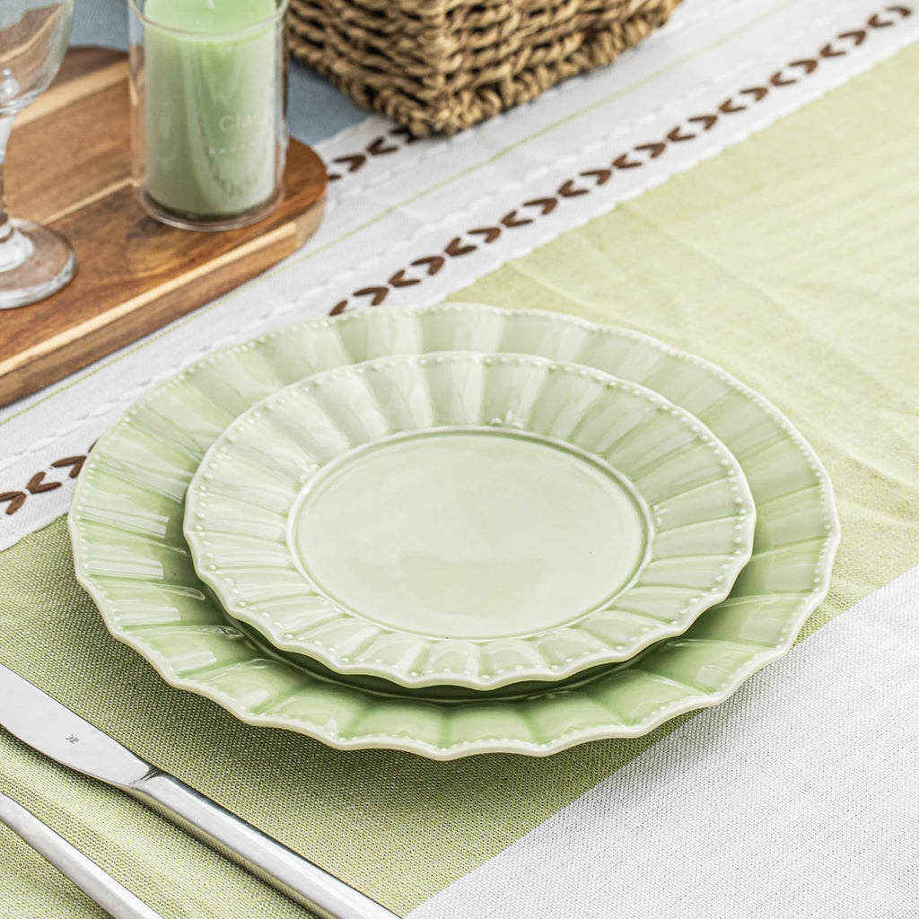 Plates and Bowls Sets for 4, 12 Piece Dinnerware Sets, Porcelain Plate Set, Microwave and Dishwasher Safe, Wedding