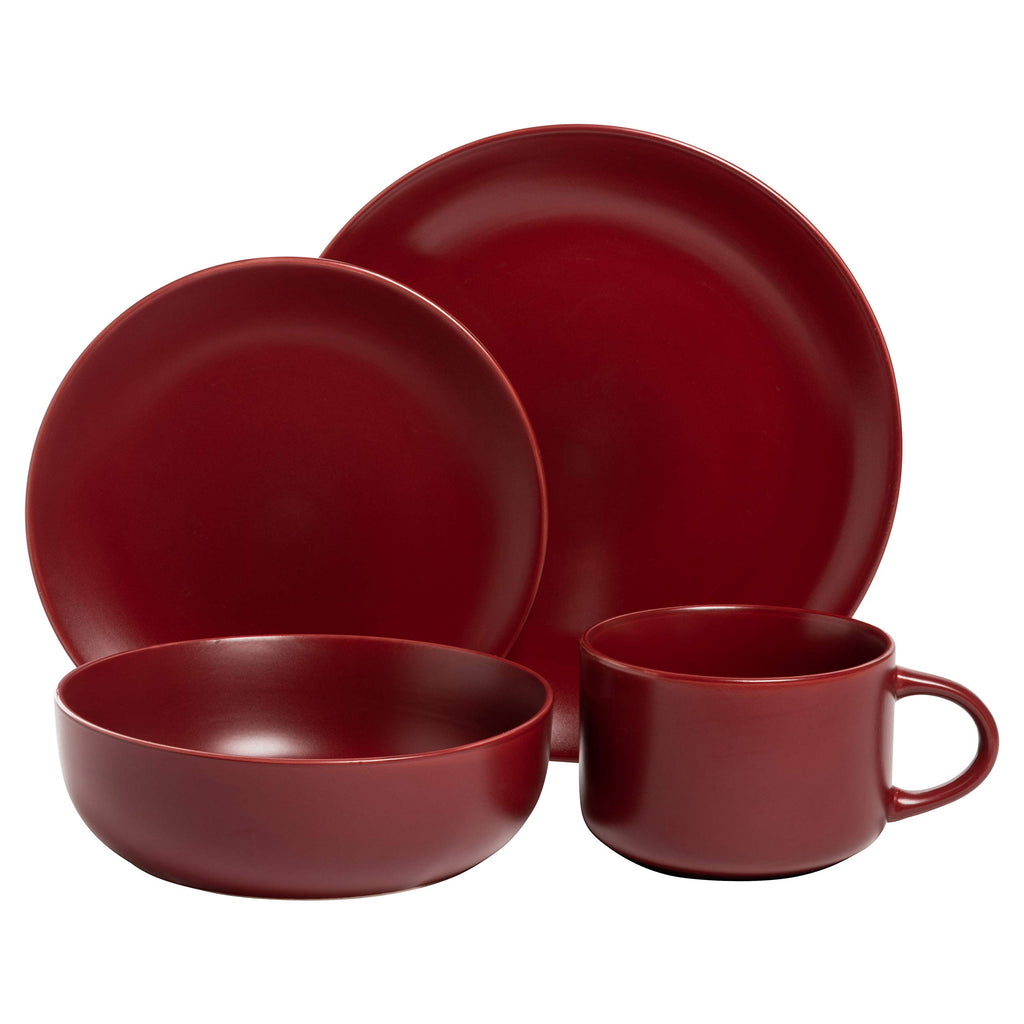 Wazee Matte Coupe Dinnerware Set, 16 pc, Red