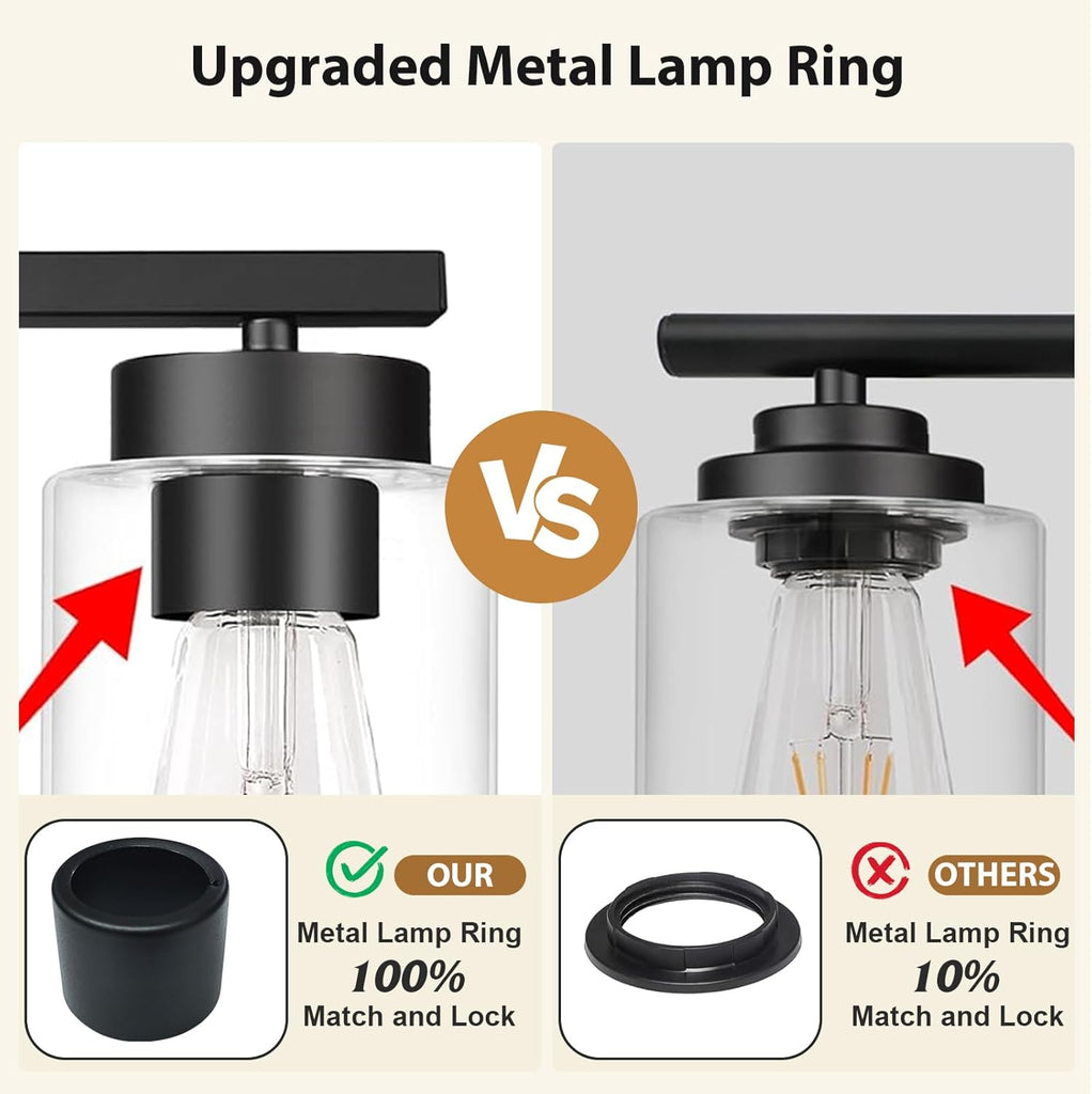 Modern Bathroom Light Fixtures, 4 Light Black Vanity Lights, Bathroom Lighting Fixtures Over Mirror with Clear Glass