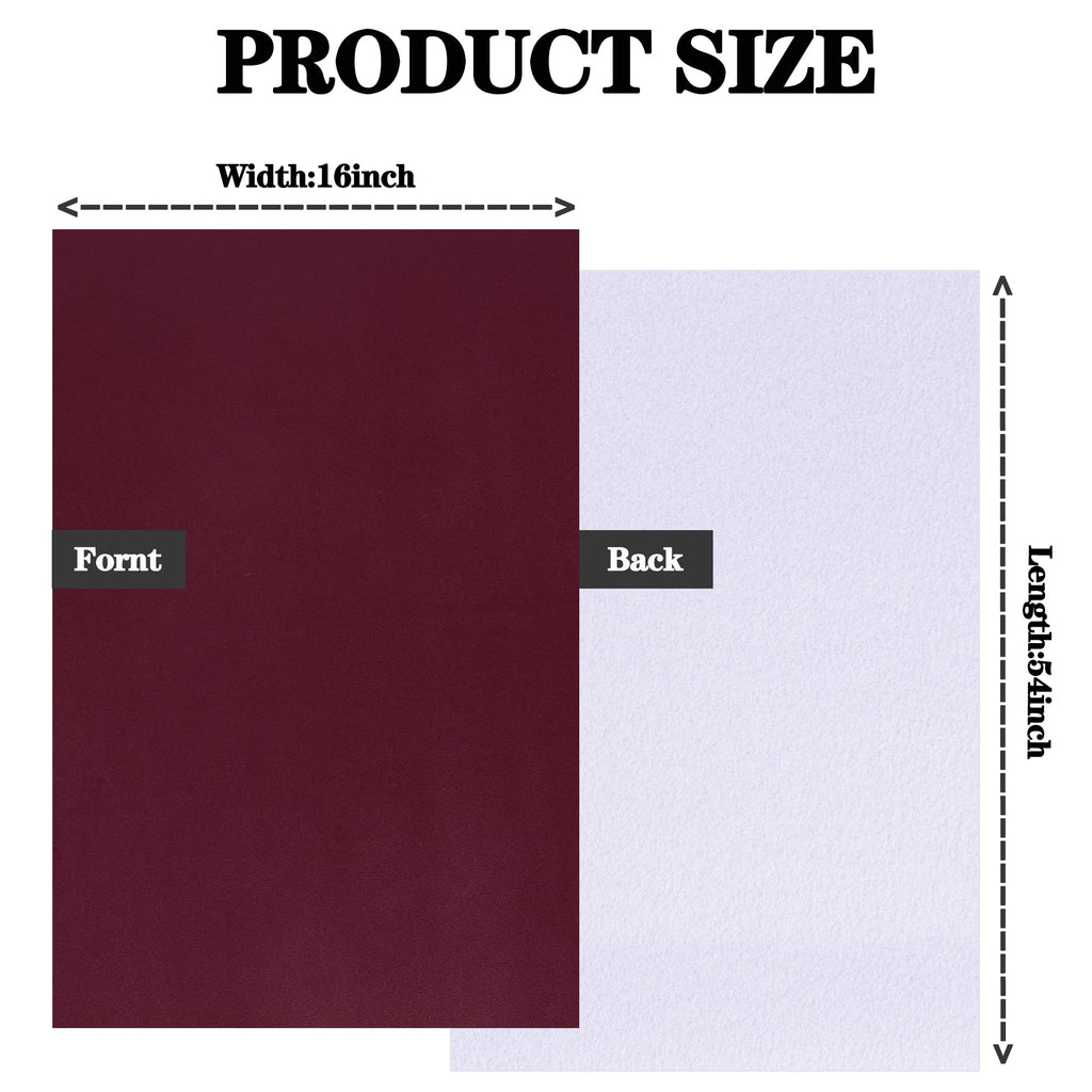 Smooth Faux Leather Fabric 16" x 54" Soft Solid Color Vegan Synthetic Leather Sheet, Large Size for Upholstery