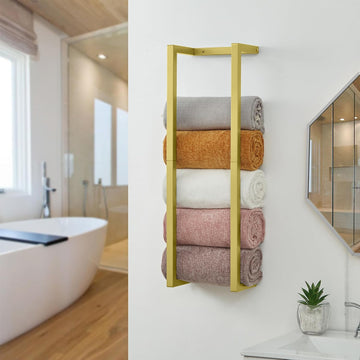 Towel Rack for Rolled Towels, Towel Rack ,Wall Mounted Metal Bathroom Organizer, Bath Towel Holder Wall for Modern