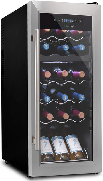 18 Bottle Wine Fridge | Dual Zone Wine Chiller | Adjustable Temperature 41°F to 