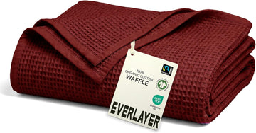 Luxury Waffle Throw Blanket - 400 GSM - 100% Organic Cotton Throw Blanket Size 50” x 70”, Soft, Breathable