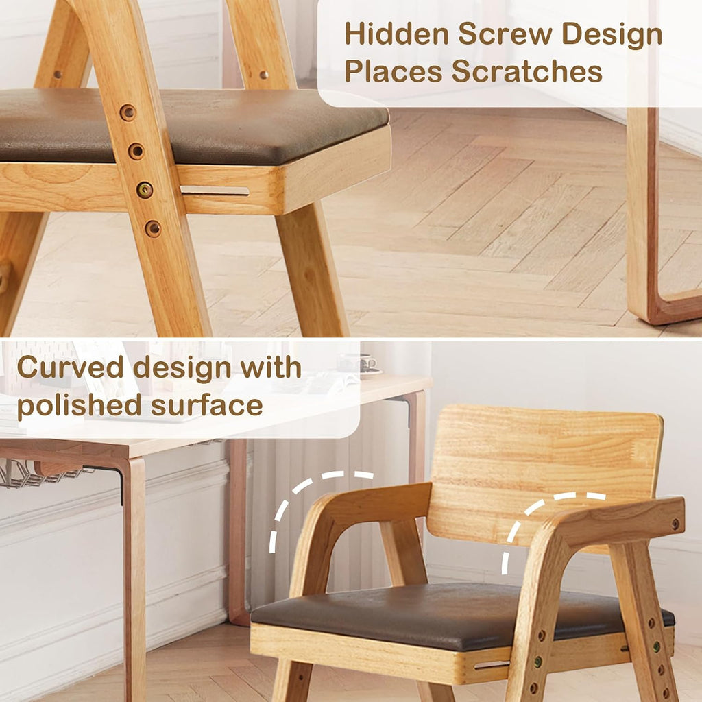 Toddler High Chair Wooden Dining Chair with Padded Seat Natural | Adjustable Kids Dining Chair for Dining Table