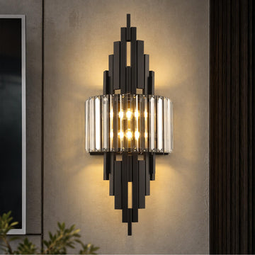 Black Crystal Wall Sconces Mid-Century Modern Luxury Bathroom Sconces Light