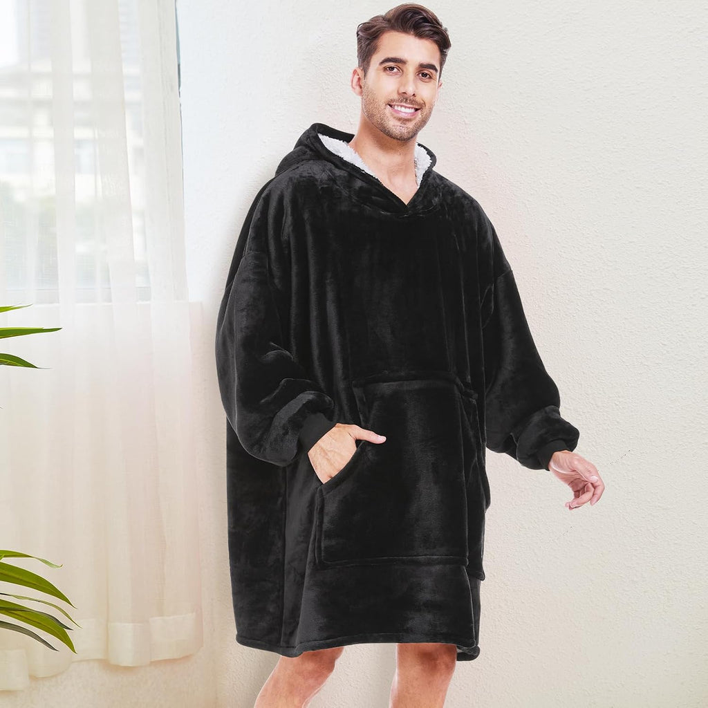 Wearable Blanket Hoodie, Oversized Sherpa Sweatshirt Blanket for Adults Women Men, Warm Cozy Hooded Blanket, Gifts
