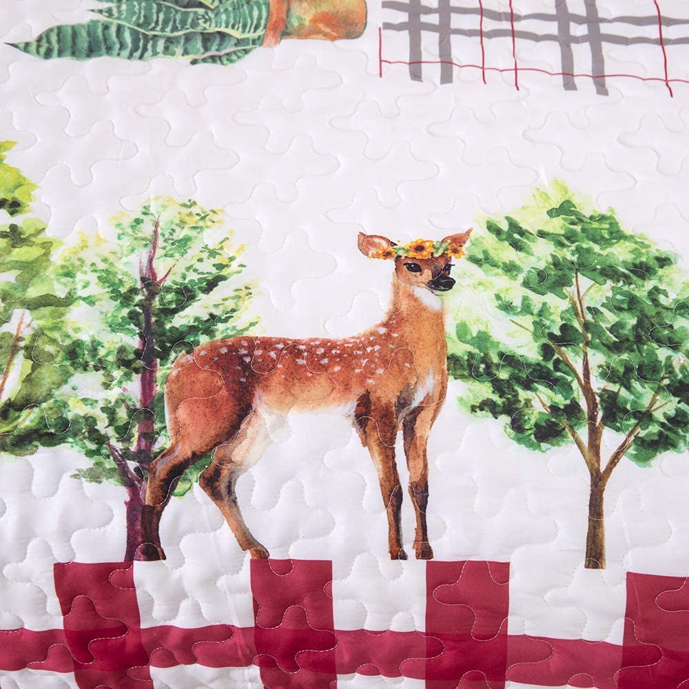 Beige Quilt Set California King, Christmas Patchwork Bedspread