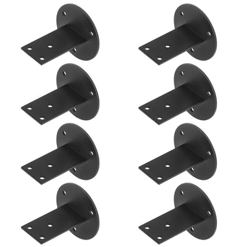 8 Pack Stair Flat Handrail Bracket, Wall Mount, Black Stainless Steel