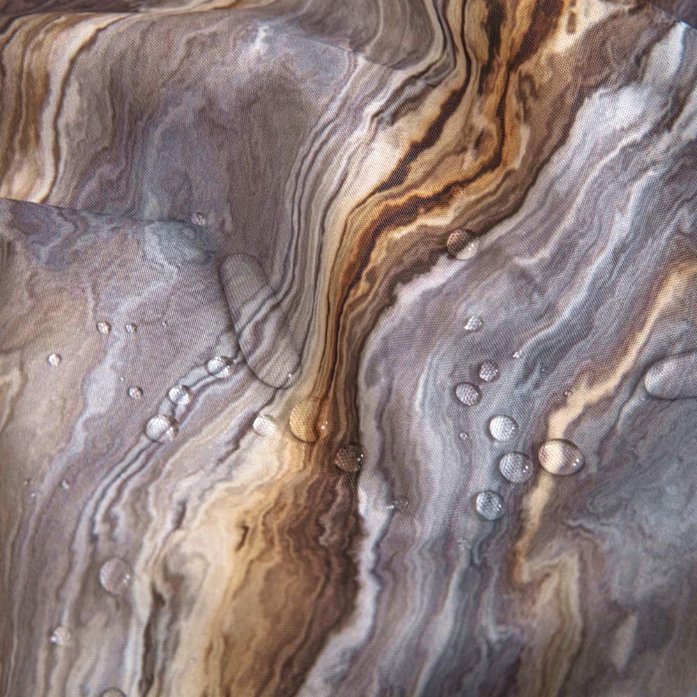 Shower Curtain Marble Texture, Brown Polyester Fabric Waterproof Bathroom Decor, 72 x 96 Inch, Extra Long Size