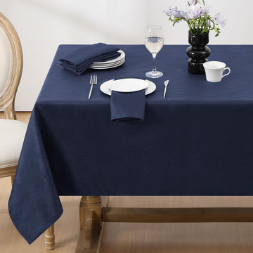 Jacquard Rectangle Tablecloth, Swirl Design Waterproof Stain Resistant Table Cover Wrinkle Free Heavy Weight Table