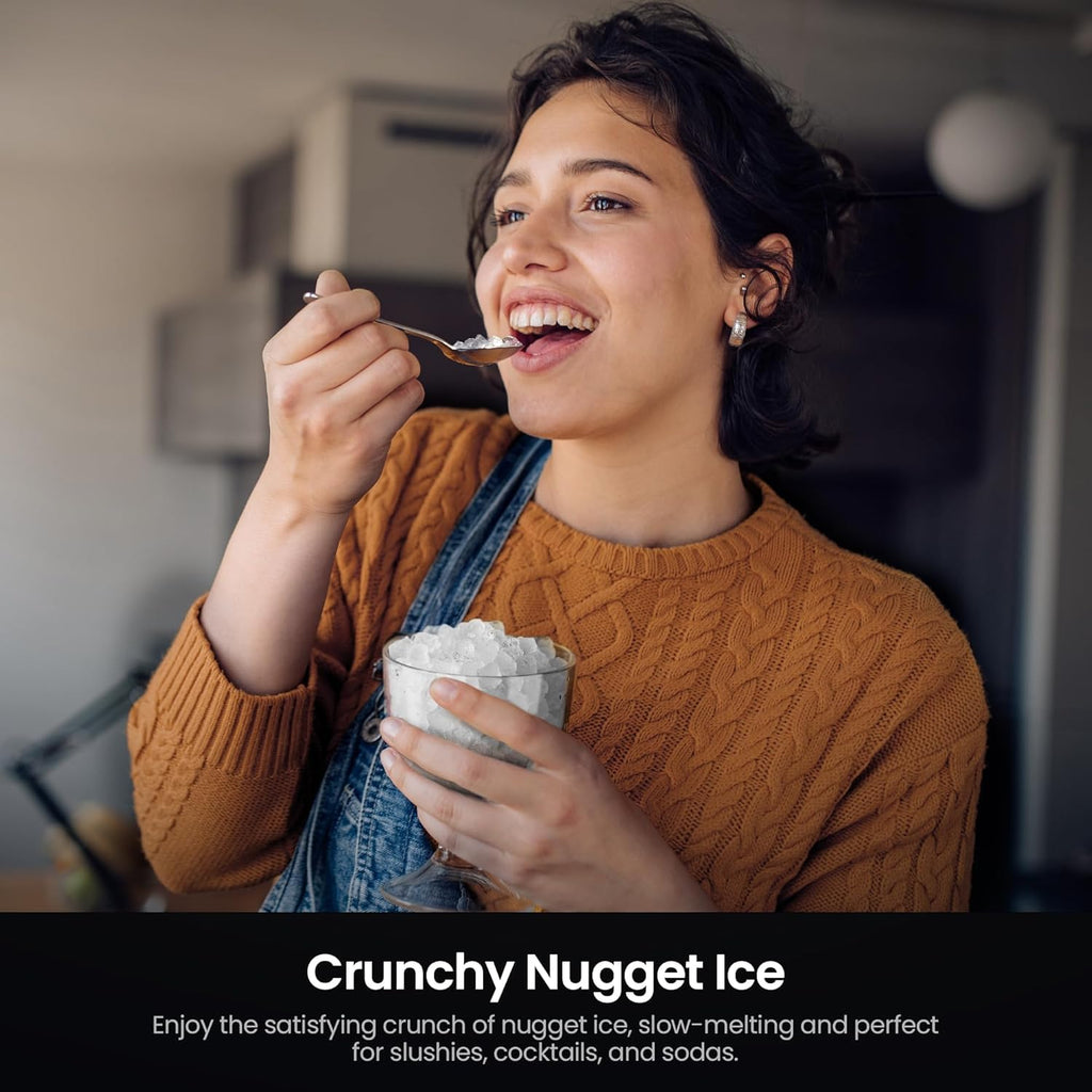 Nugget Ice Makers Countertop,Portable Ice Machine with Crushed Ice, 35lbs/Day,Self-Cleaning,One-Click Operation