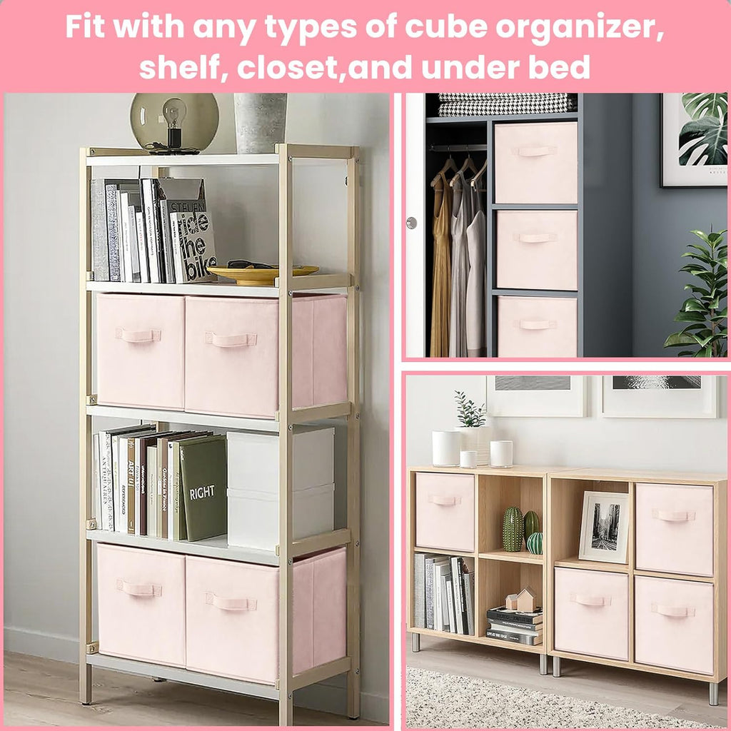 Storage Cubes - 13 Inch Heavy Duty Fabric Storage Bins for Shelves Closet Cube Organizer - 8 Pack Collapsible Cube