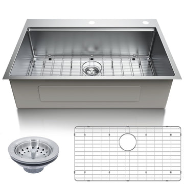 33 x 22 Drop In, T304 18 Gauge Stainless Steel, Dual Mount