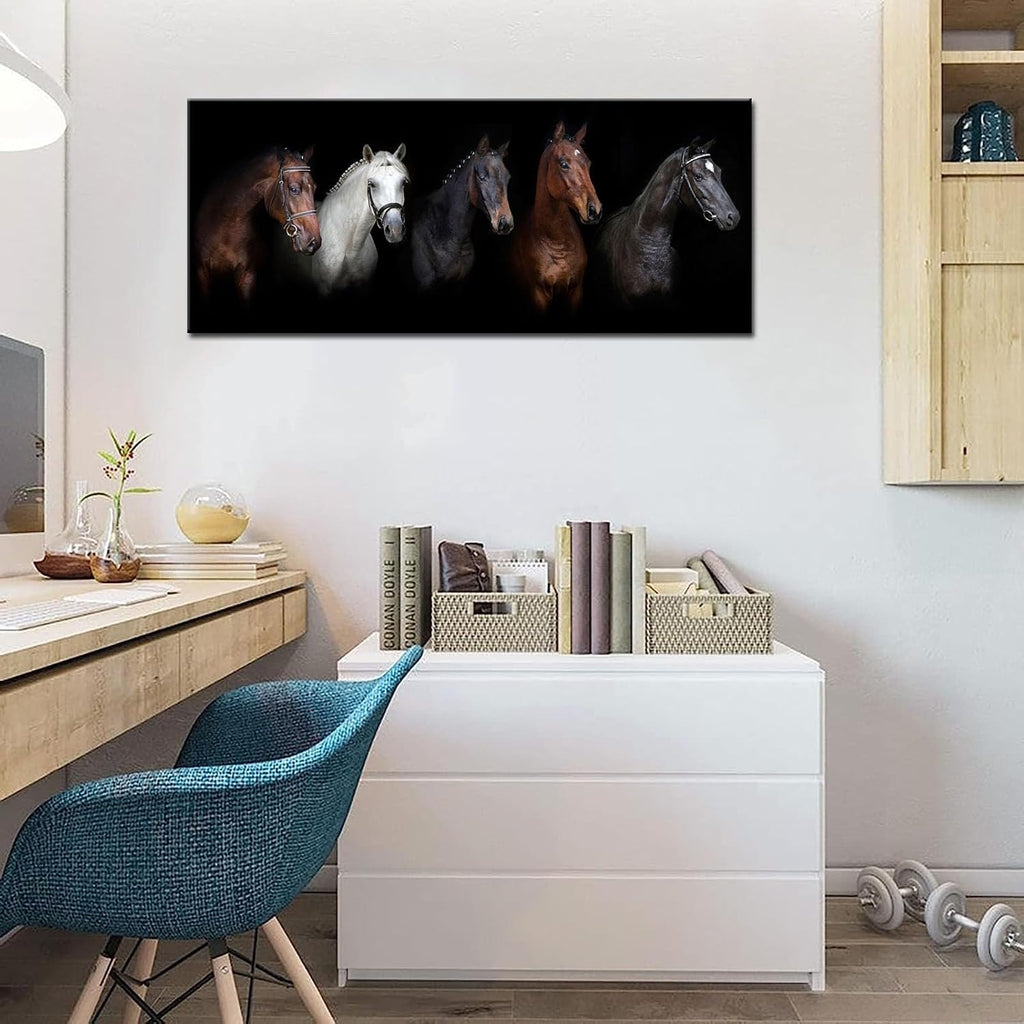 Large Animal Canvas Wall Art Black and White Horse Picture Prints Inspirational Horses Wall Decor Living Room Modern