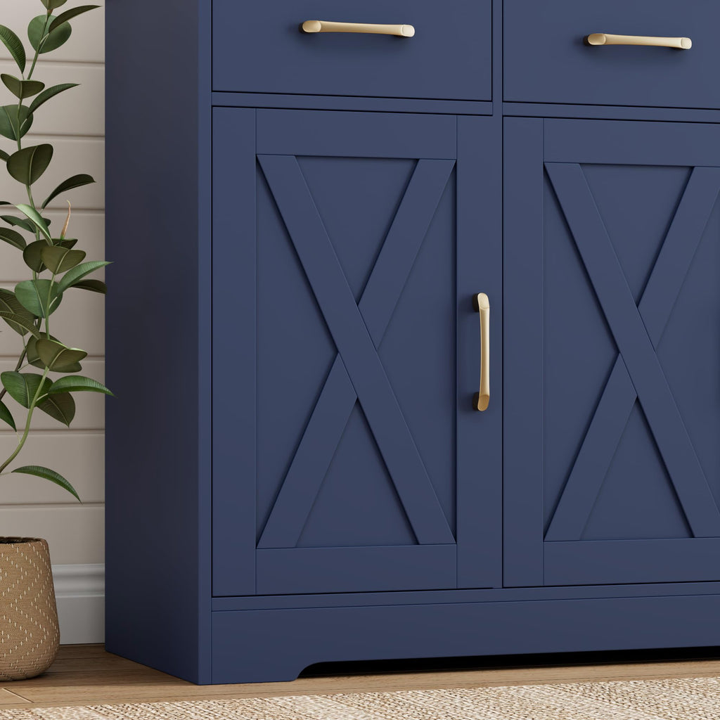 Kitchen Buffet Cabinet with Storage, Sideboard Coffee Bar, Blue