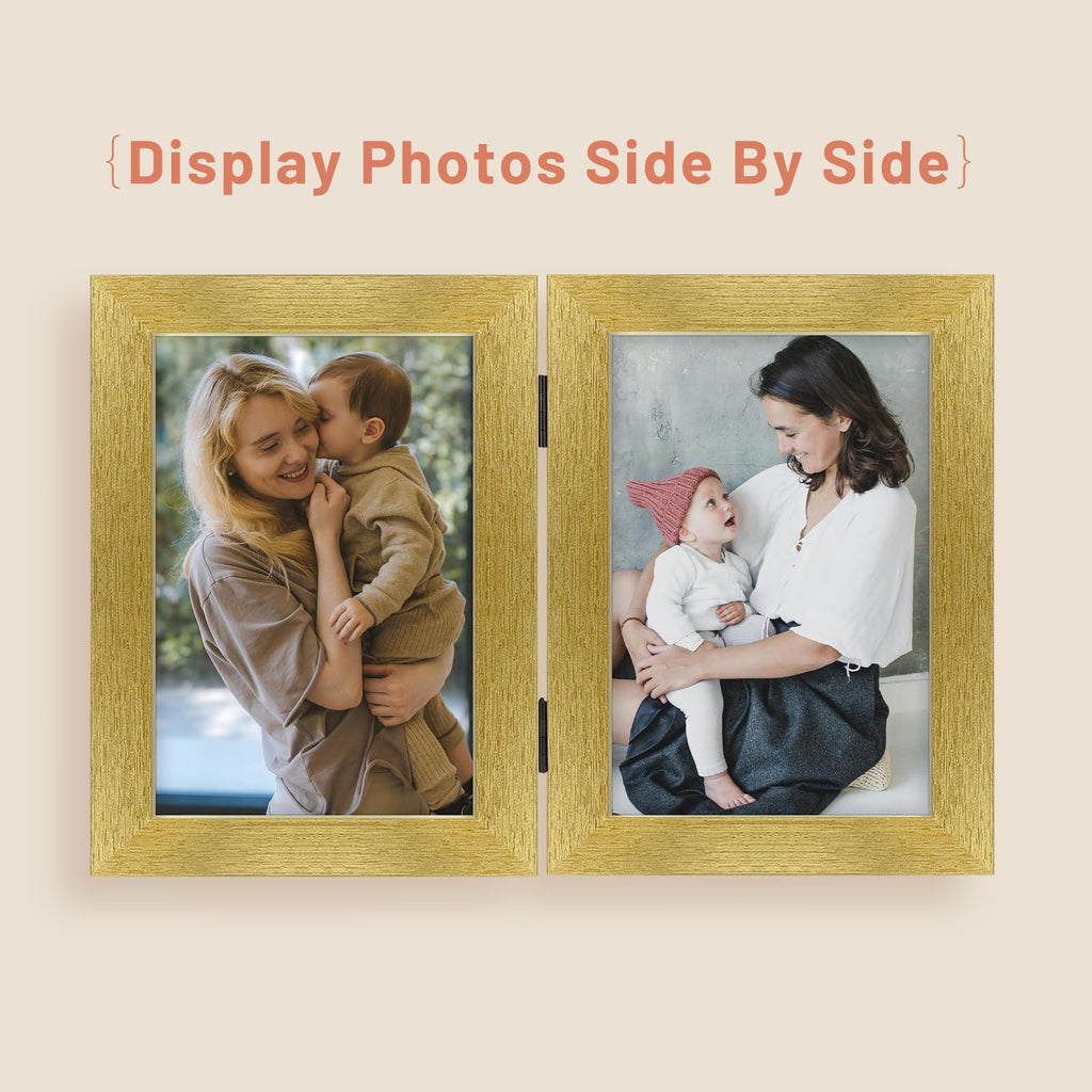 5x7 Double Picture Frame Gold, 2 Pack
