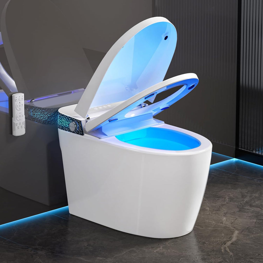 Smart Toilet with Bidet Built In, Modern Tankless Bidet Toilet with Auto Open/Close, Self-cleaning
