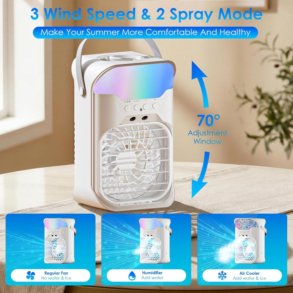 Portable Air Conditioners, Air Conditioner, Dual Nozzle AC Unit with Remote Control, 1600ML Tank, 3 Speeds