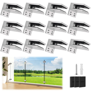 12 Pack Wall to Glass Clamp F Shape for 5/16"-1/2" Thick Glass
