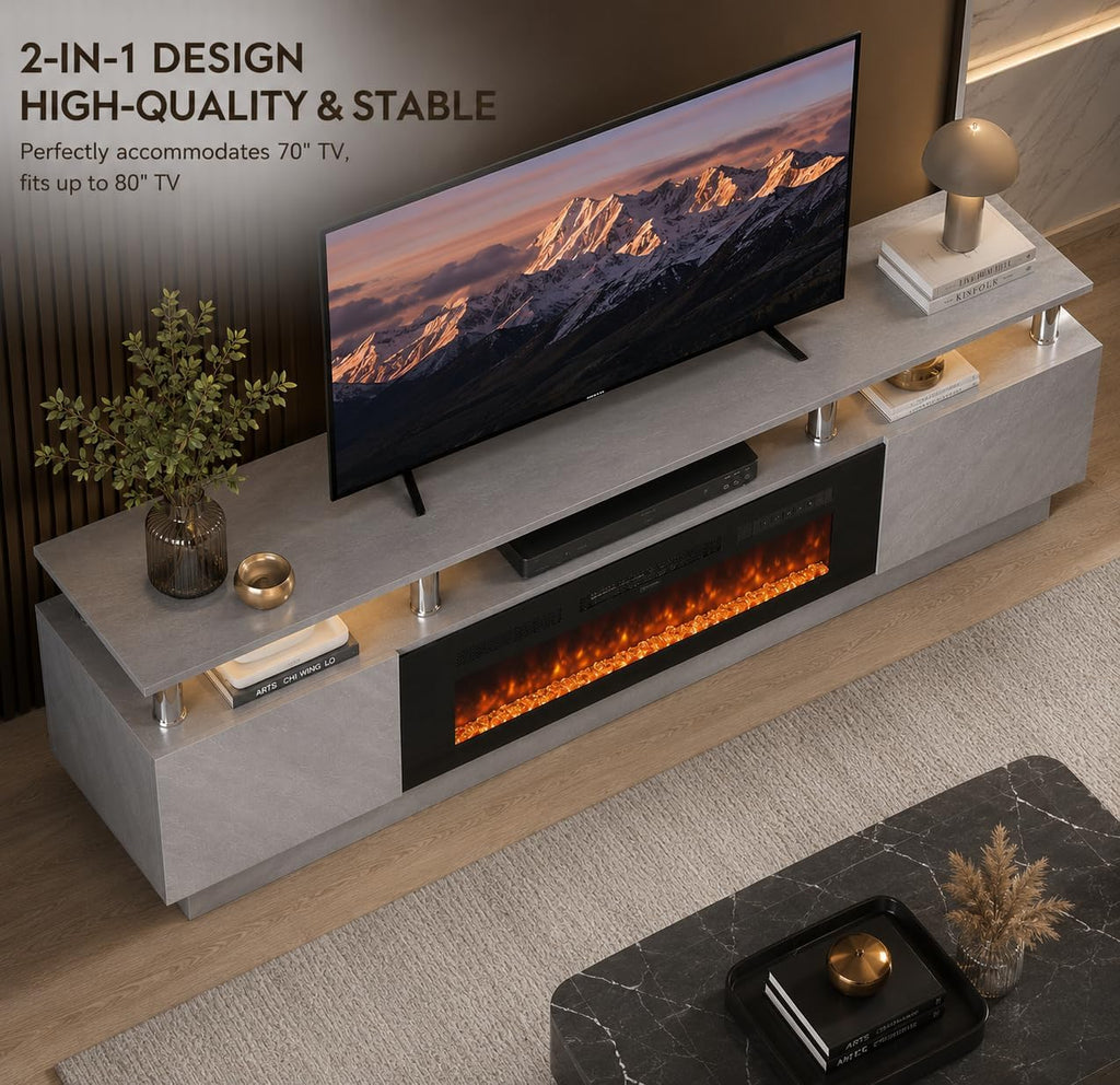 80" TV Stand & Entertainment Center, Media Console with Storage Cabinet, Fits TVs up to 90", Modern Living Room