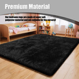 8x10 Fluffy Shag Area Rug, Soft Non-Shedding Plush Carpet for Living Room Bedroom Black