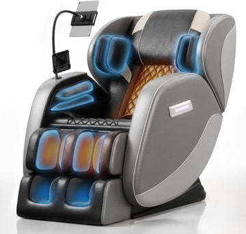 Massage Chair Full Body, Zero Gravity Massage Recliner Chair with Foot Shiatsu & Back Heating, 6 Fix Point Rollers