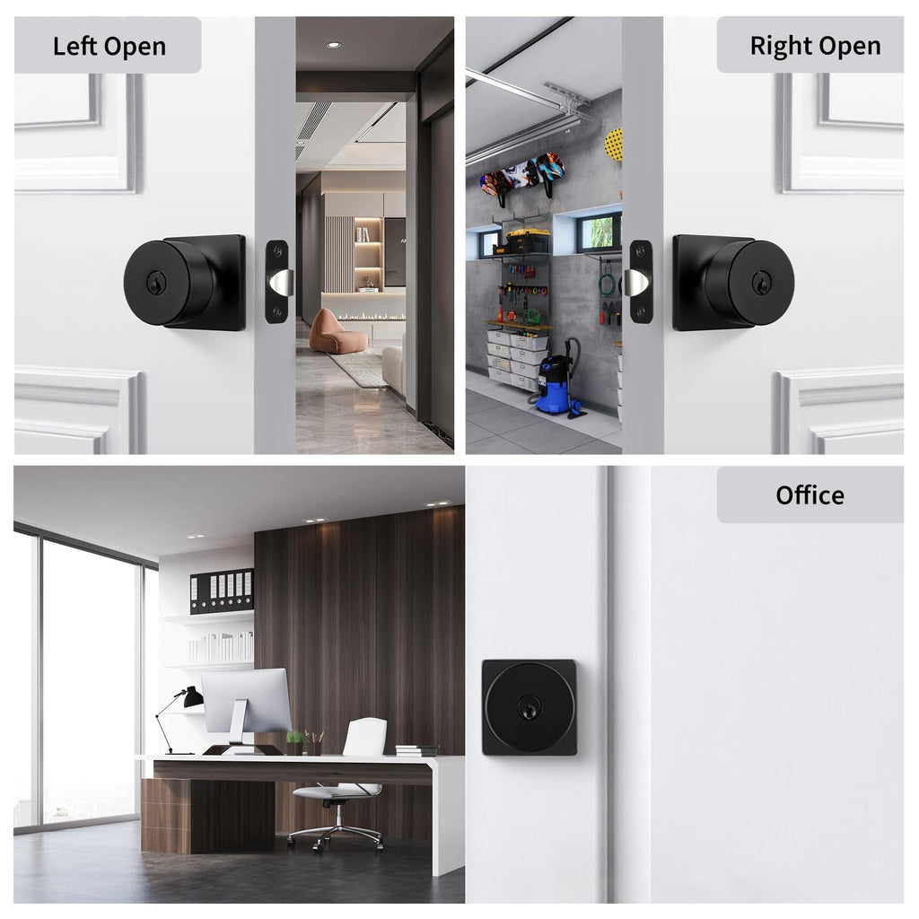 Matte Black Keyed-Alike Exterior Door Knobs, Front Door Knob with Lock and Key, Black Door Knobs Entry Door Knob 3