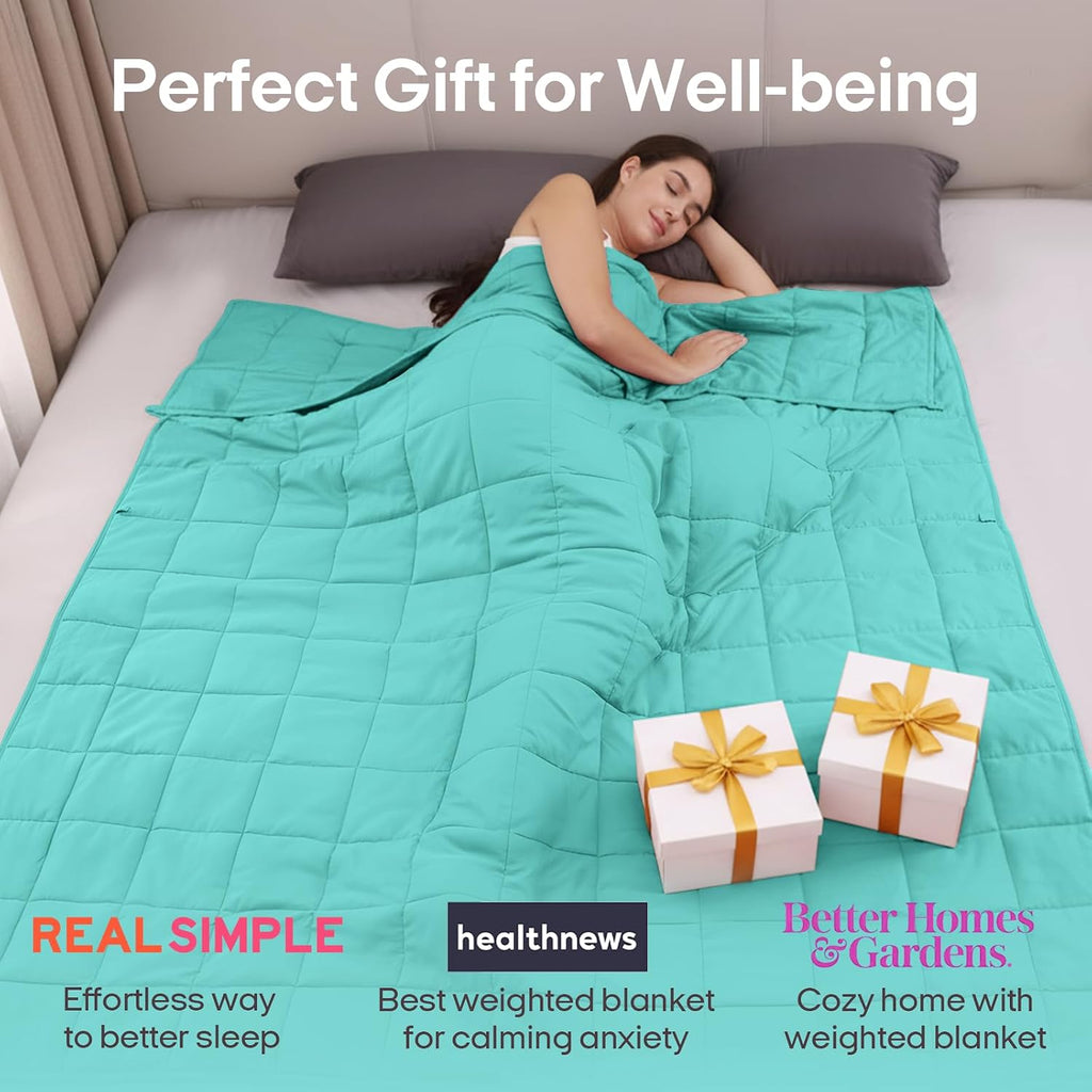 Weighted Blanket for Adults (48"x72", 15lbs, Dark Green)