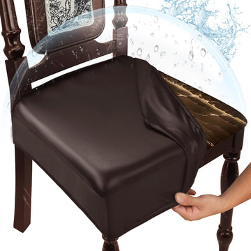 Waterproof Dining Chair Seat Covers Leather Kitchen Seat Covers, Stain Resistant Stretch Chair Seat Covers Chairs Set