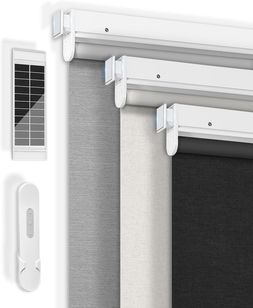 No-Drill Motorized Blinds with Remote, Blackout Roller Shades