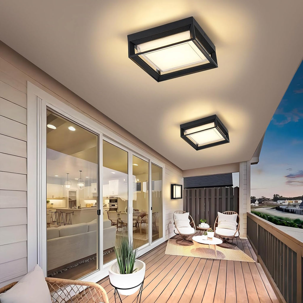 Square Flush Mount Outdoor LED Ceiling Light Fixture