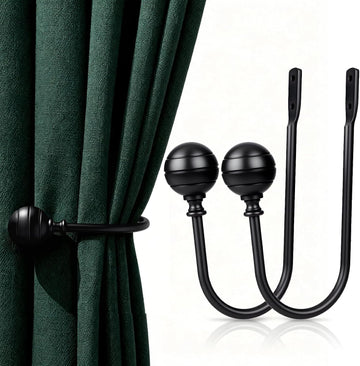 Large Curtain Holdbacks, 2pcs Curtains Holder Wall Mounted Drapery Tiebacks Retro Window Hook for Home Decor, Matte