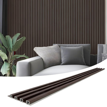 96 x 6 Inch WPC Wood Diffuser Slat Wall Panel, 8-Pack, Black Walnut