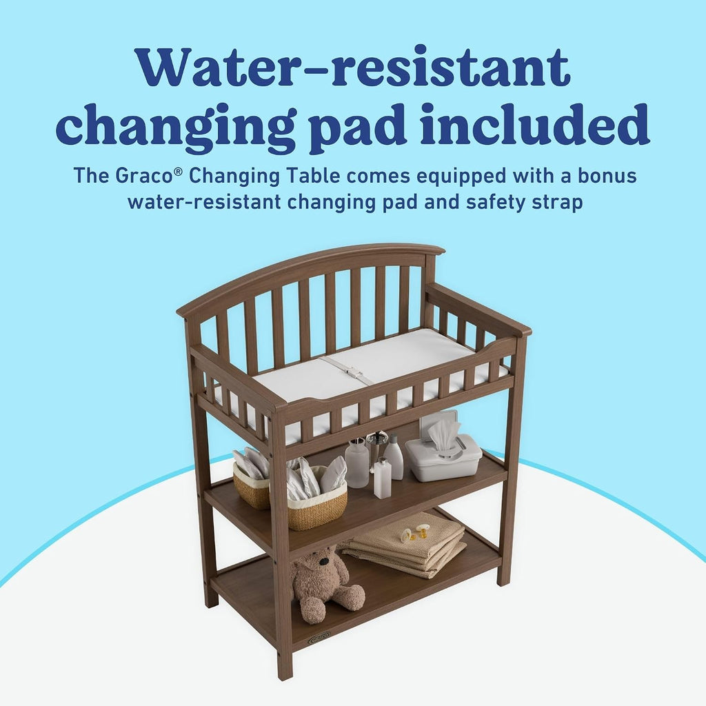 Changing Table with Water-Resistant Changing Pad, Hazelnut | GREENGUARD Gold Certified Nursery Changing Table
