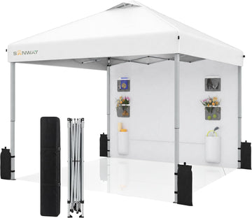 10x10 Pop Up Canopy with Sidewalls, Heavy Duty Instant Canopy Tent for Parties, Events, Camping, One Person Setup