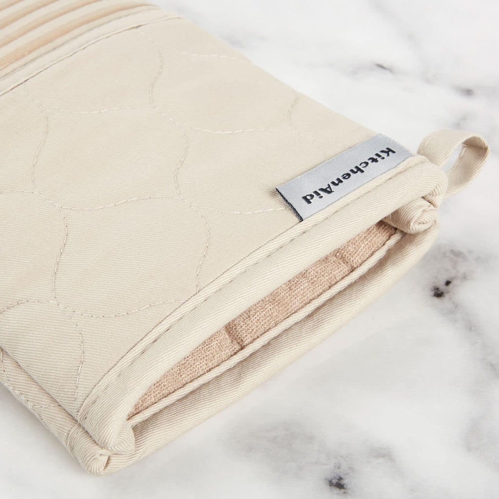 Quilted Cotton Terry Cloth Oven Mitt, Pot Holder, Kitchen Towel 4-Pack Set, Heat Resistant, Silicone Grip, 16"x26"
