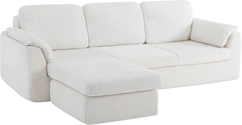 Sectional Couches Cloud Couch with Ottoman, Upholstered Boneless Couches Modern Modular L Shaped Couch 3 Seater Sofa