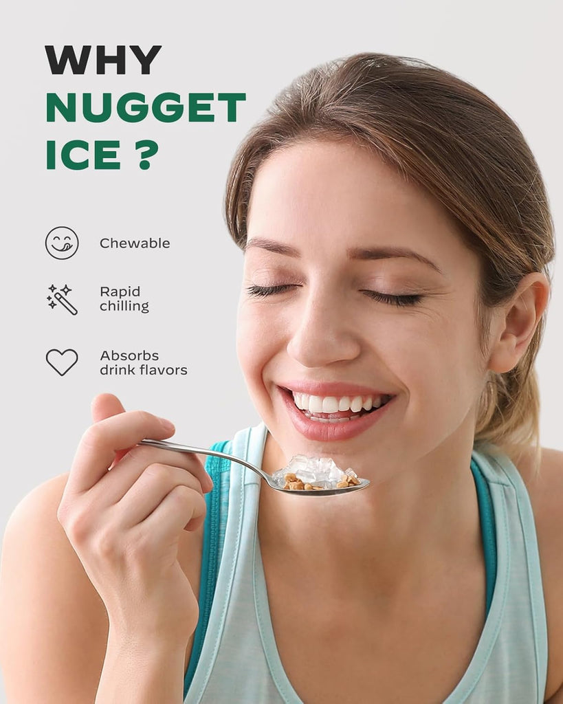 Nugget Ice Maker Countertop, Pebble Ice Maker with Soft Chewable Ice, One-Click Operation Ice Machine