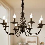 Black Chandelier,8 Lights French Country Chandeliers,Metal Pendant Chandelier,Pendant Light Fixture for Island Kitchen Farmhouse,Dining Room,Foyer A109-B07VSQD2S6