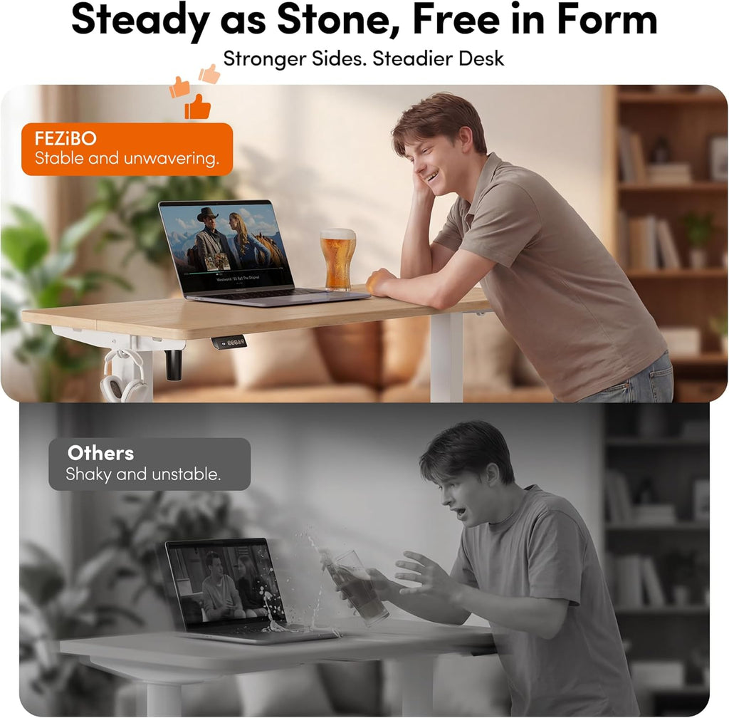 Standing Desk, 48 × 24 Inches Electric Height Adjustable, Sit and Stand Up, Computer Office Desk with Splice Board