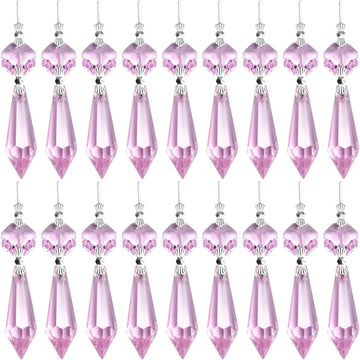 20 Pieces Chandelier Icicle Crystal U-Drop Prisms Lamp Parts Glass Pendants Beads for Wedding