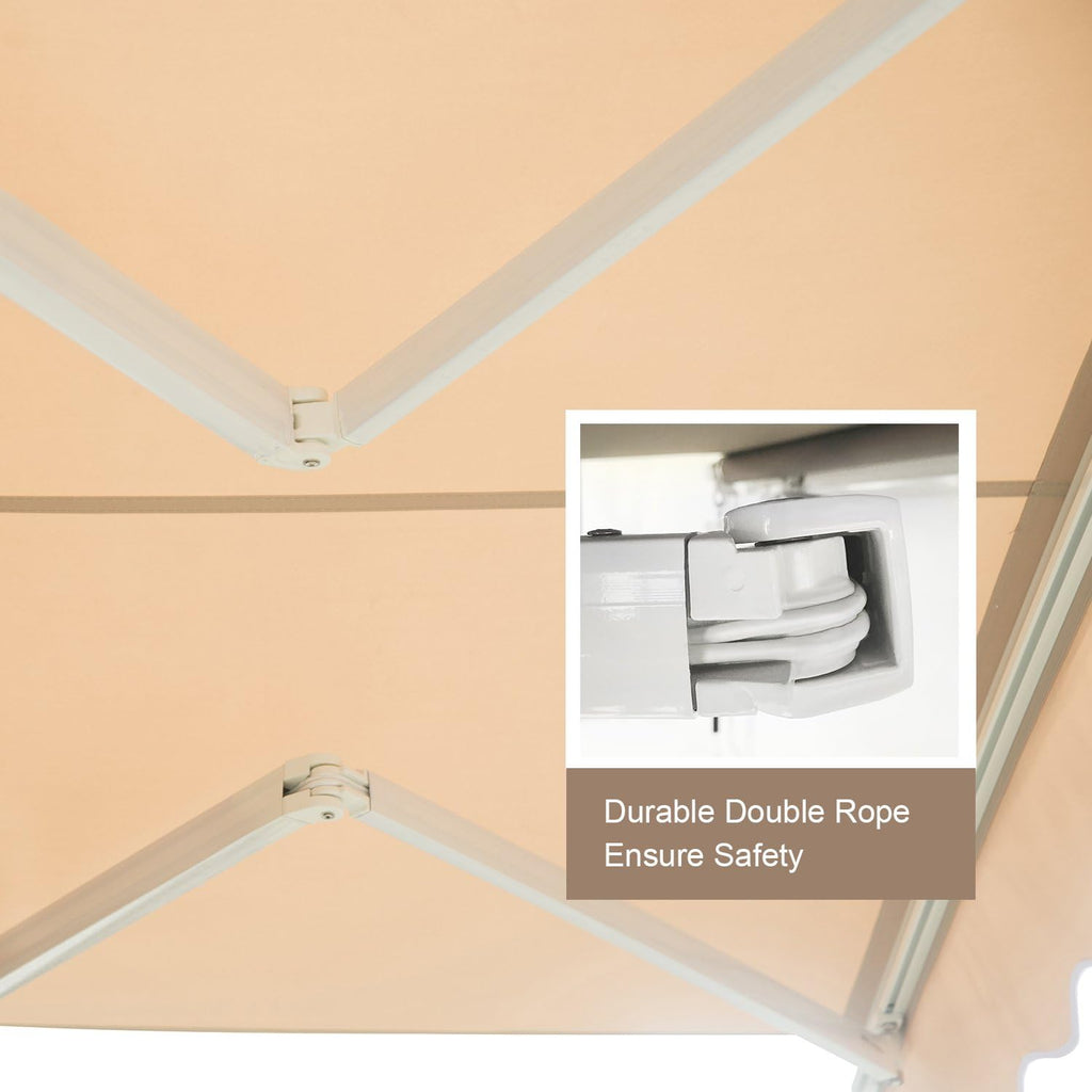 12'x10' Patio Awning Retractable, Fully Assembled Manual Commercial Grade - Quality 100% 280G Ployester Window Door