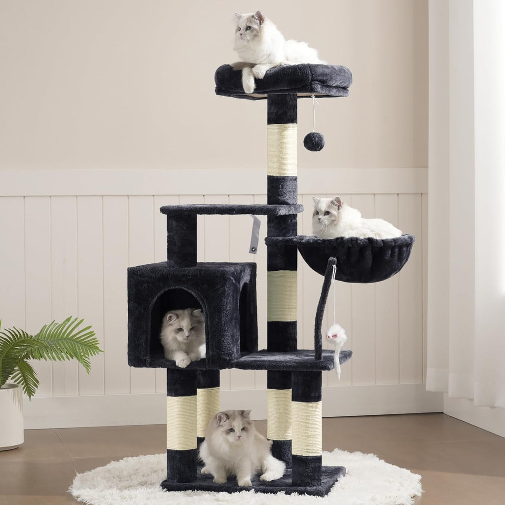 Cat Tree with Toy, Cat Tower Condo for Indoor Cats, Cat House with Padded Plush Perch