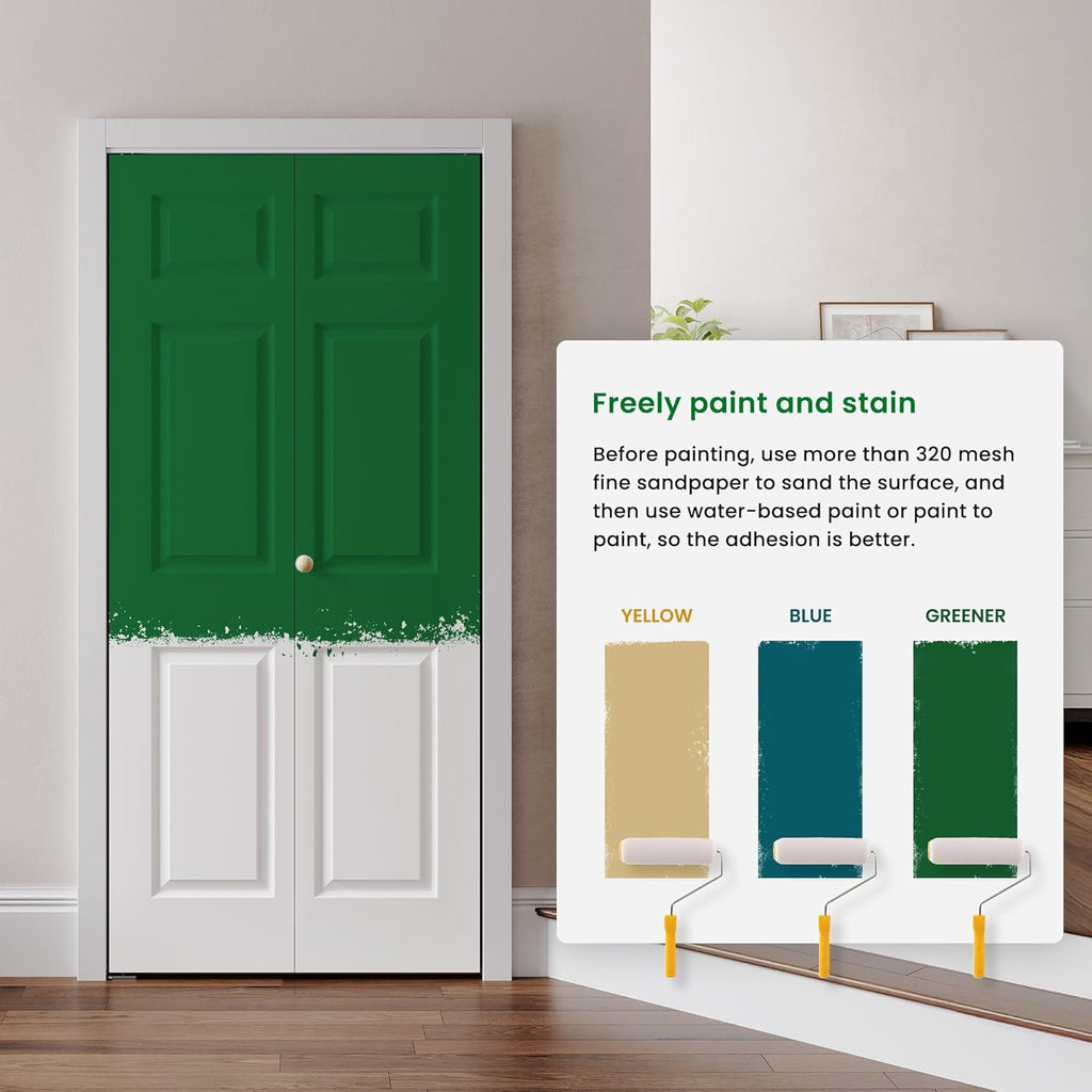 32" x 80" Paintable Bifold Door, 3-Panels Closet Doors with Hardward Kits, White Primed Surface Read