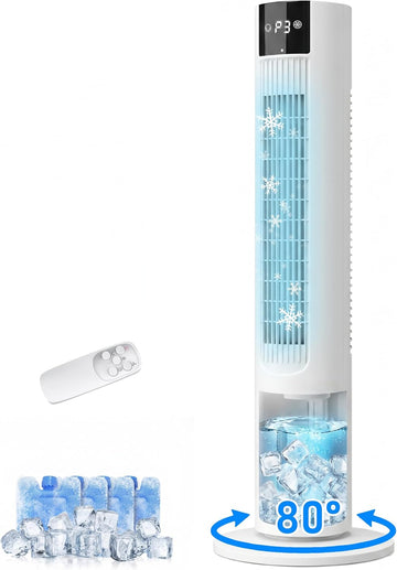 Portable Air Conditioners, 35" Evaporative Air Cooler, 3-In-1 AC Tower Fan That Blows Cold Air, 3 Speeds, 4 Ice Packs