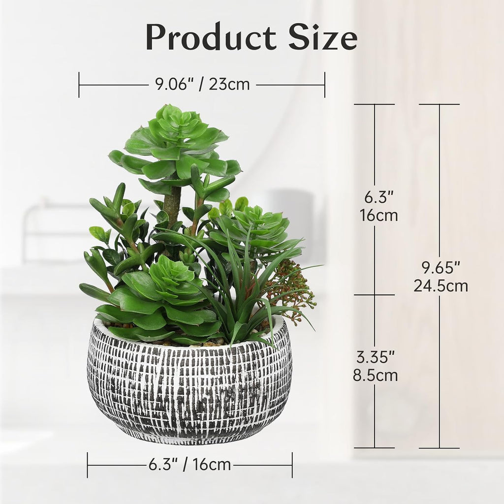 Large Artificial Succulents in Ceramic Pot Faux Succulent Arrangement 10" | Realistic Artificial Plants Indoor, Fake