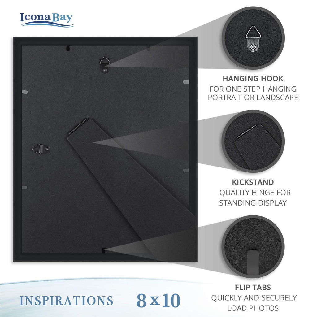 8x10 Picture Frames, Black, 6 Pack, Contemporary, Inspirations