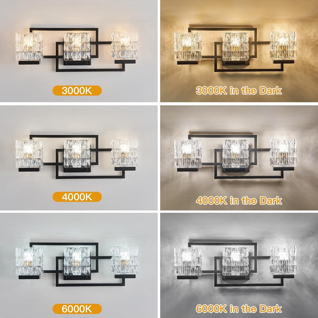 Bathroom Light Fixture Vanity Lighting Fixtures Over Mirror 3 Lights Matte Black Wall Mount Metal Hardwired Bedroom